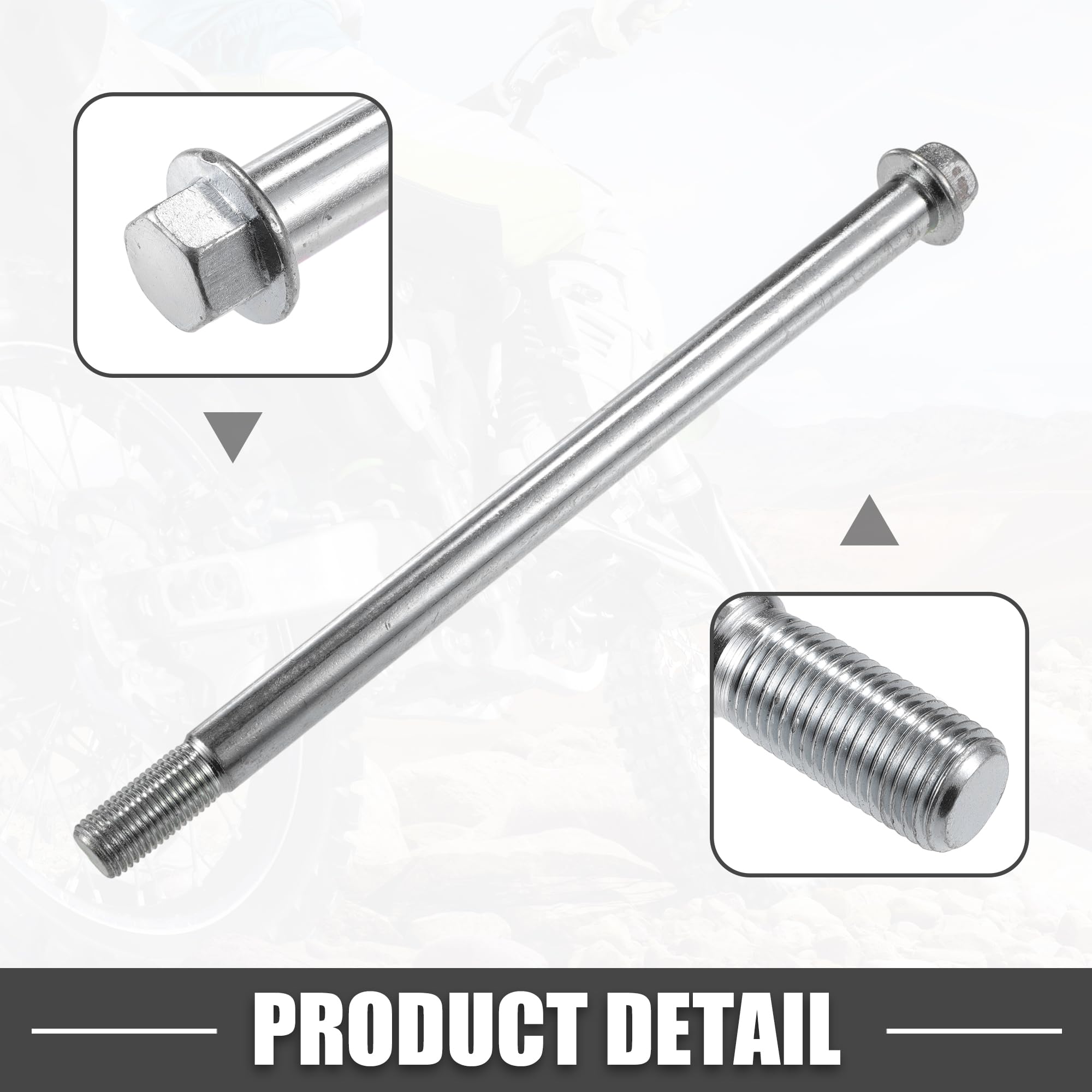 A ABSOPRO Essieu Avant Arrière Avec Bague Et Vis Boulon M14 240mm Dirt Bike Scooter Atv Essieu De Roue En Acier Allié Ton Argent