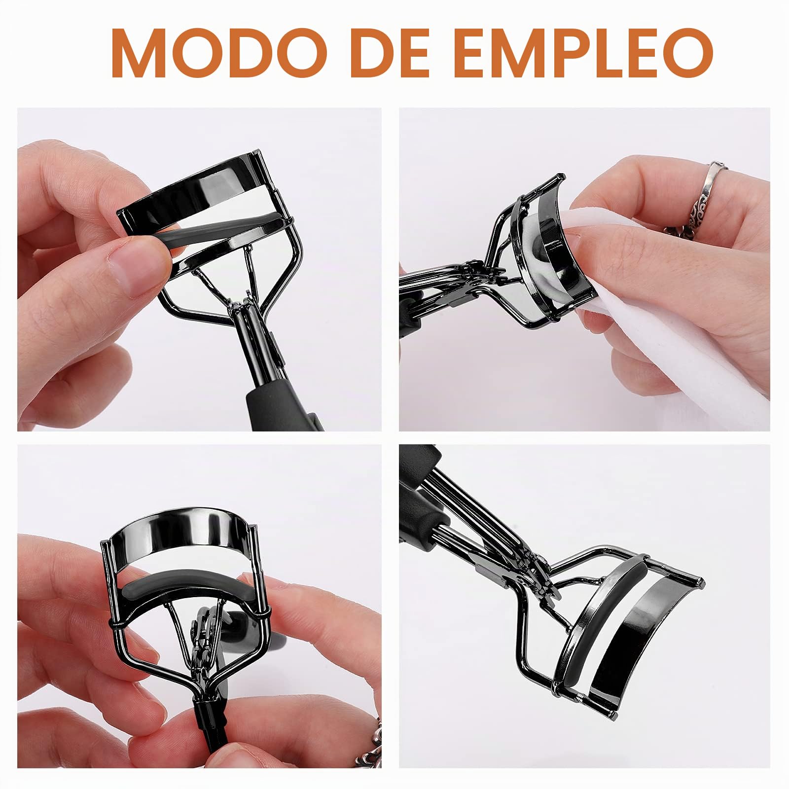 Sibba Rizador de Pestañas Profesional Rizador Pestañas con 10 Almohadillas Repuesto Silicona Adicionales para Mujeres NiñAas Sin Pellizcos Ni Tirones Se Adapta Todas Las Formas Ojos (Negro Brillante)