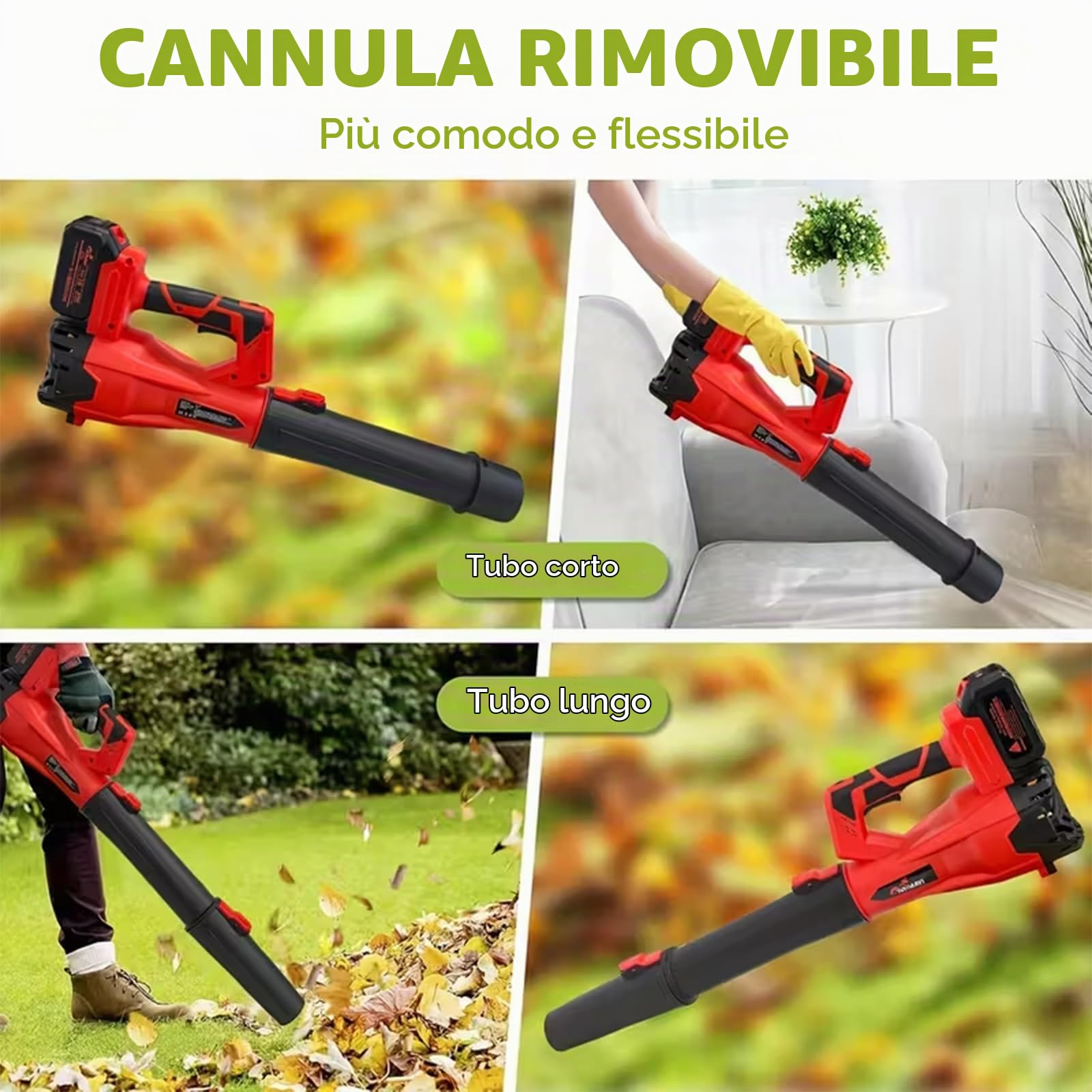 Votix Soffiatore a Batteria 21V Senza Fili con Batteria e Caricabatterie, 6 Velocità Fino a 210 km/h, Soffiatore di Foglie Potente per Giardino, Prato e Rimozione Neve