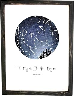 Schafer Art Studio - Personalized Star Constellation Map, Framed Custom Night Sky Print with Date and Location, Wedding Gift, Anniversary Gift