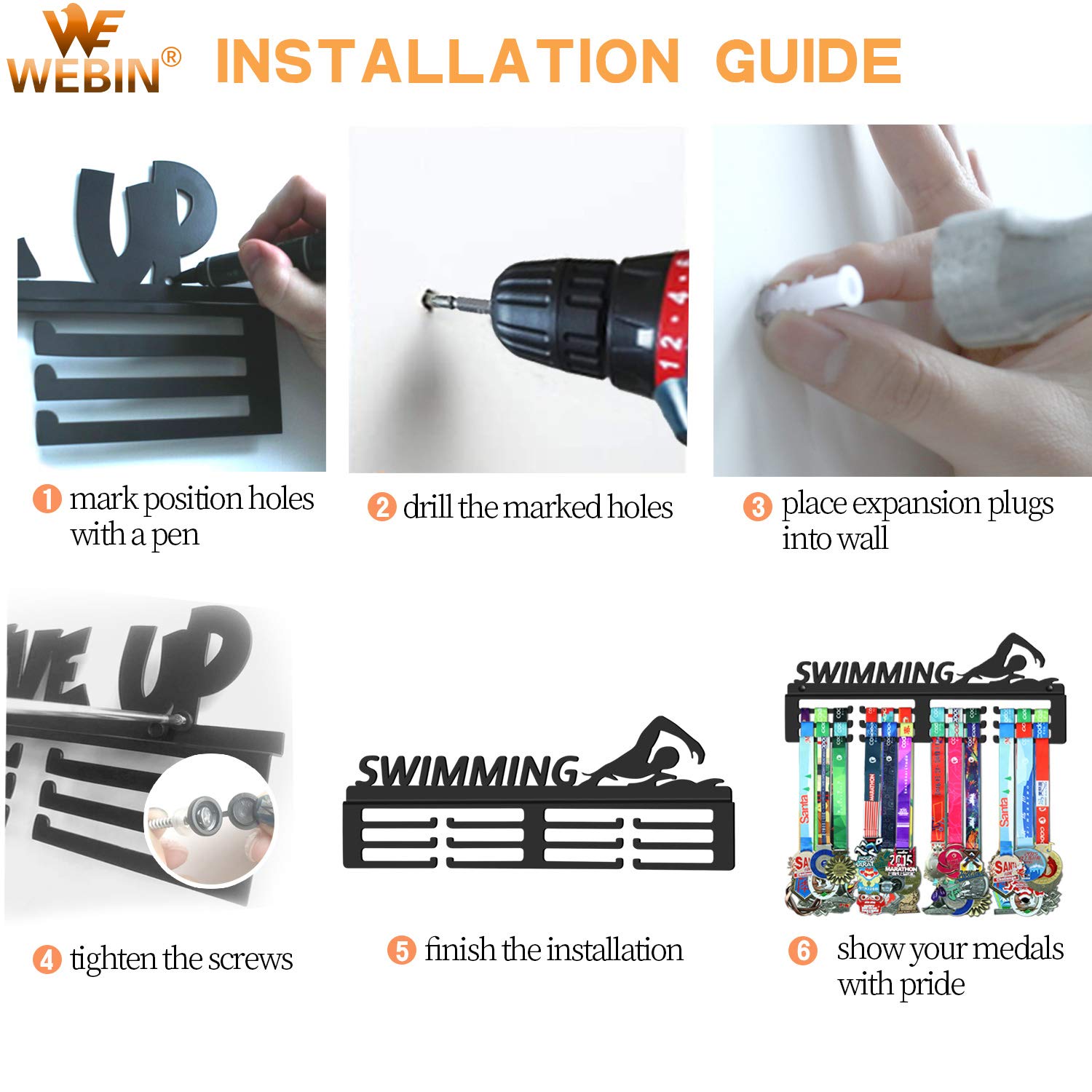 Porta Medaglie Da Parete Per Ballerini - Espositore 30 Ganci Nero Con Tema Danza - Foto 13