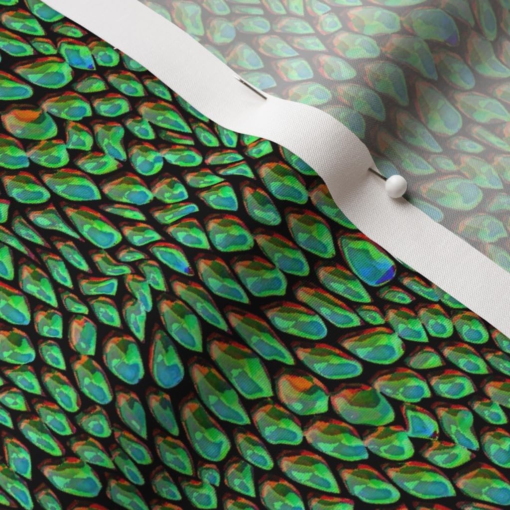 Spoonflower Fabric - Green Dragon Scales Scale Fantasy Costume Dragons Whimsical Printed on Cotton Poplin Fabric by The Yard - Sewing Shirting Quilting Dresses Apparel Crafts