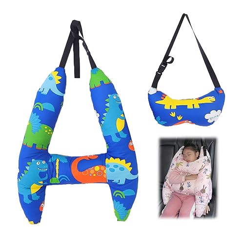 Miniatura 9 de Soporte de cabeza de coche en forma de H para niños, almohadas de viaje para niños, almohada de asiento de automóvil para la cabeza y el cuerpo,
