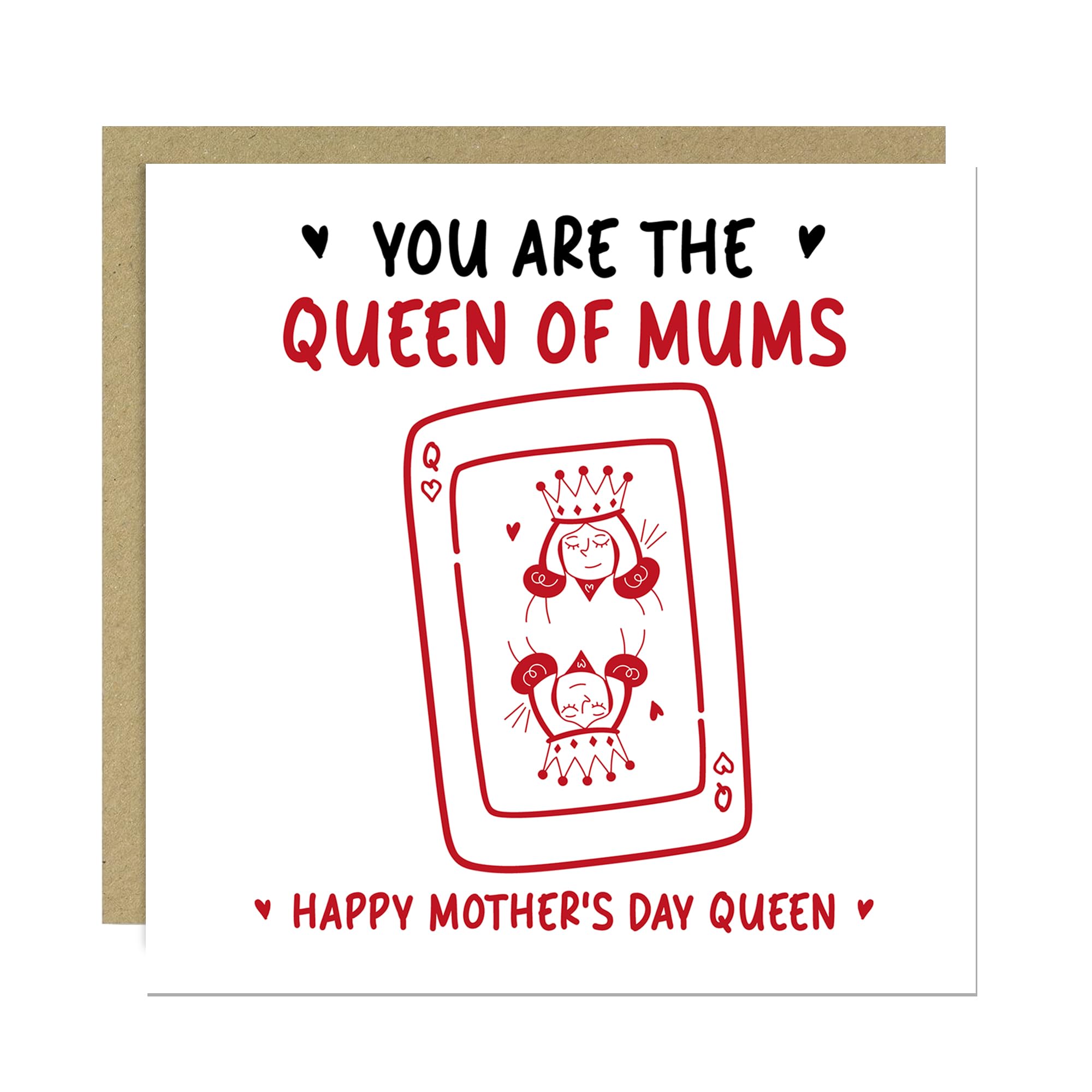 RED OCEAN Funny Mothers Day Card You Are The Queen Of Mums Funny Card For Mum From Daughter Son Square With Envelope For Her Happy Mothers Day