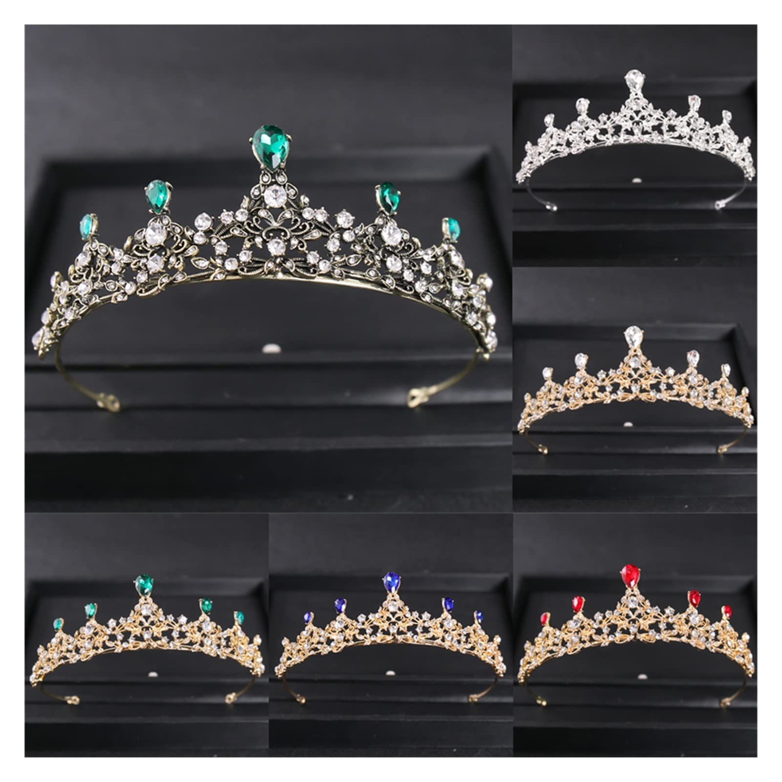 Barokowy luksusowy niebieski kryształowe serce tiary ślubne korony Rhinestone korowód Diadem welon Tiara opaski ślubne akcesoria do włosów Tiara (kolor metalu: srebrny)