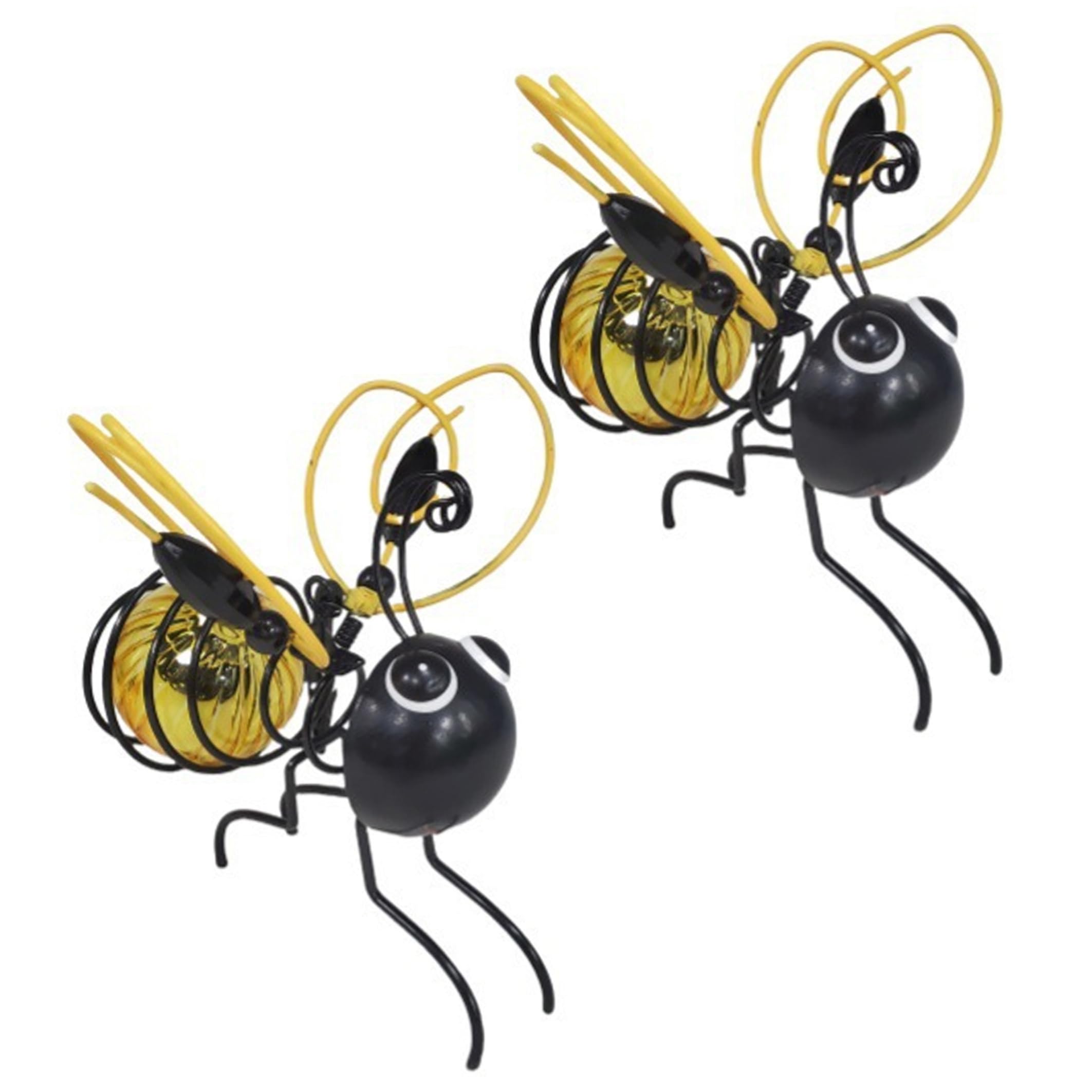 AwnsIMfreien 2pcs Solar Bee Lights, Outdoor Hanging Waterproof Metal Decor with Dancing Motion, Bee Solar Lights Outdoor Garden (Gold)