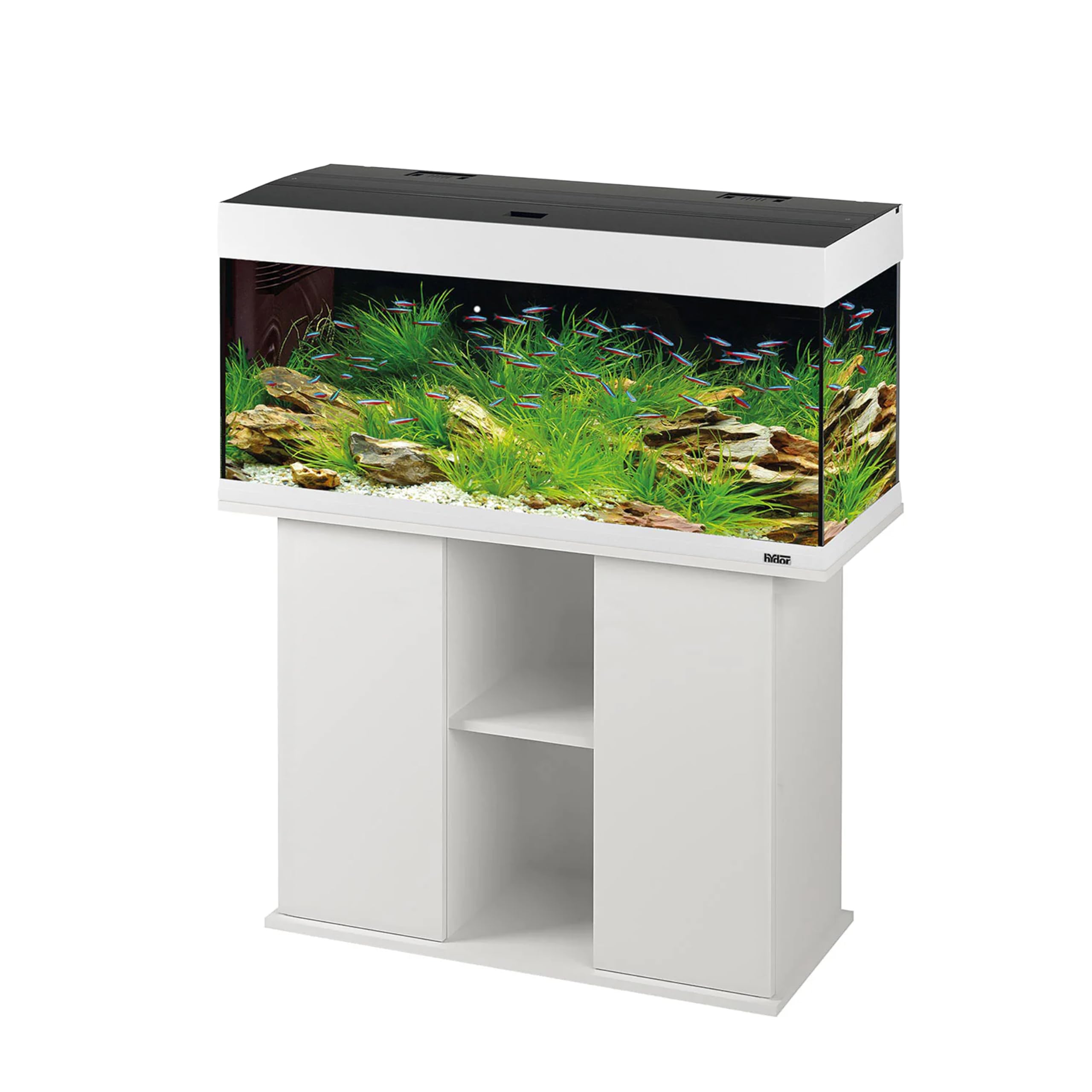 Ferplast Meuble pour aquarium STAND DUBAI 120 avec portes et étagère, pieds réglables, étage résistant à l'eau, 121 x 41 x h 73 cm, bois blanc