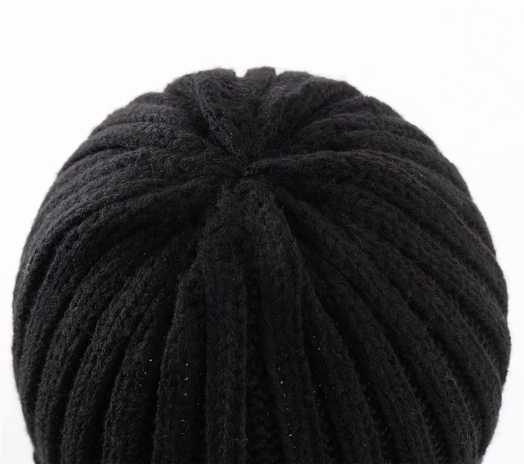 Connectyle Womens Knit Cuffed Beanie Hat Stretch Ribbed Acylic Winter Ski Cap, Black, One Size 1