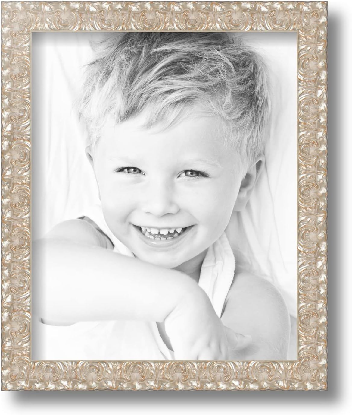 ArtToFrames 8.5x11 Inch Silver Picture Frame, This 1.00 Inch Custom Wood Poster Frame is 1" Wide - Silver Thin - Comes with Foam Backing 3/16 inch and Regular Glass (FBPLD11240-8.5x11)