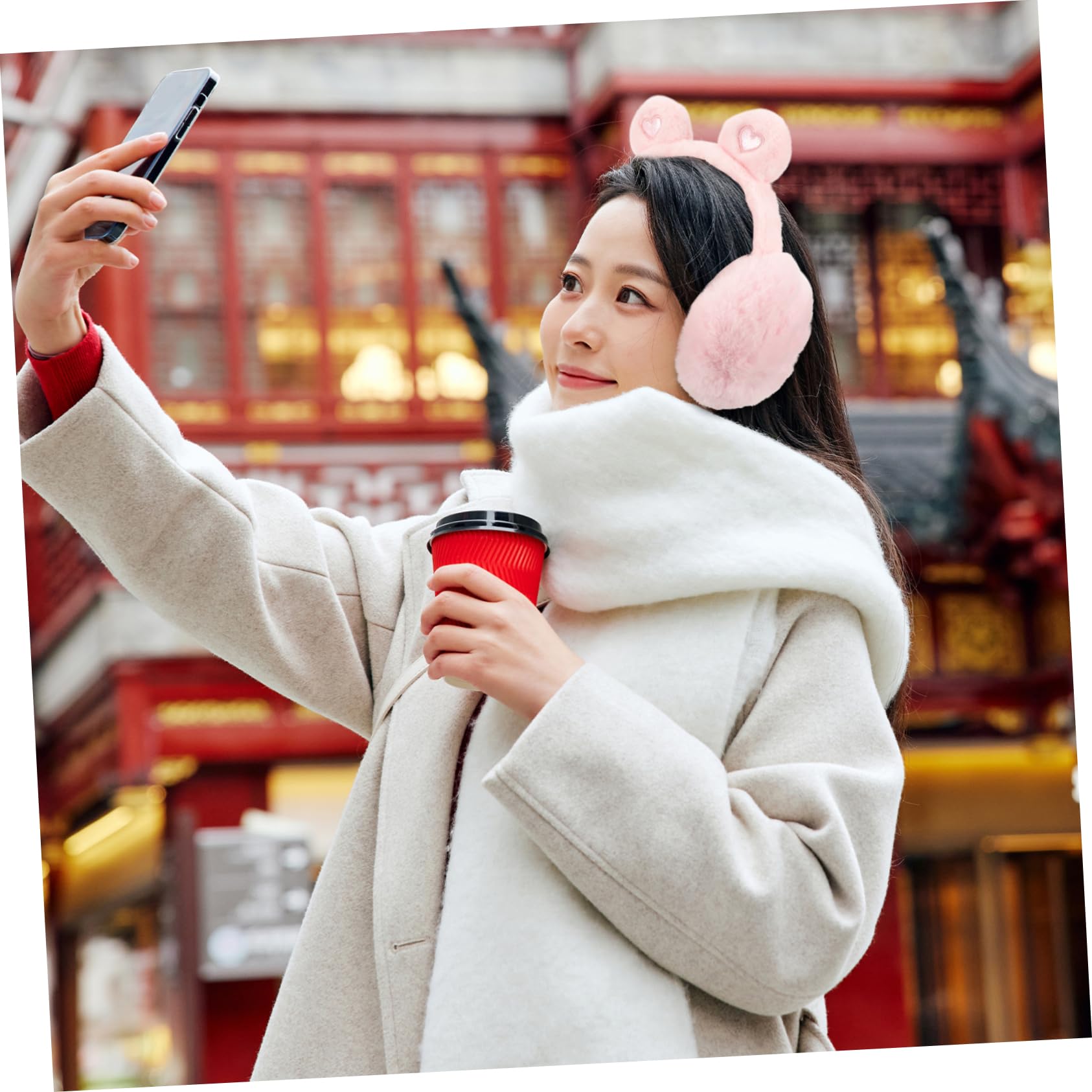 Ipetboom Outdoor Ear Warmers for Women Plush Fuzzy Earmuffs Ladies Adult Winter Warm Stylish and Soft