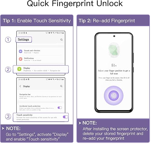 Miniatura 2 de JETech Protector de pantalla para Samsung Galaxy A54 5G de 6.4 pulgadas con protector de lente de cámara, película de vidrio templado, transparente