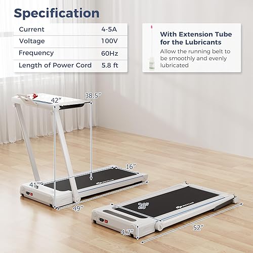 Miniatura 7 de GYMAX Cinta de correr con escritorio, caminadora 3 en 1 para debajo del escritorio, almohadilla para caminar con escritorio extraíble, monitor LED,