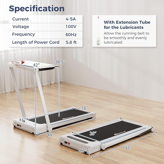 Caminadora Eléctrica Plegable 2.5 hp con Escritorio y 12 Programas Blanco miniatura 7