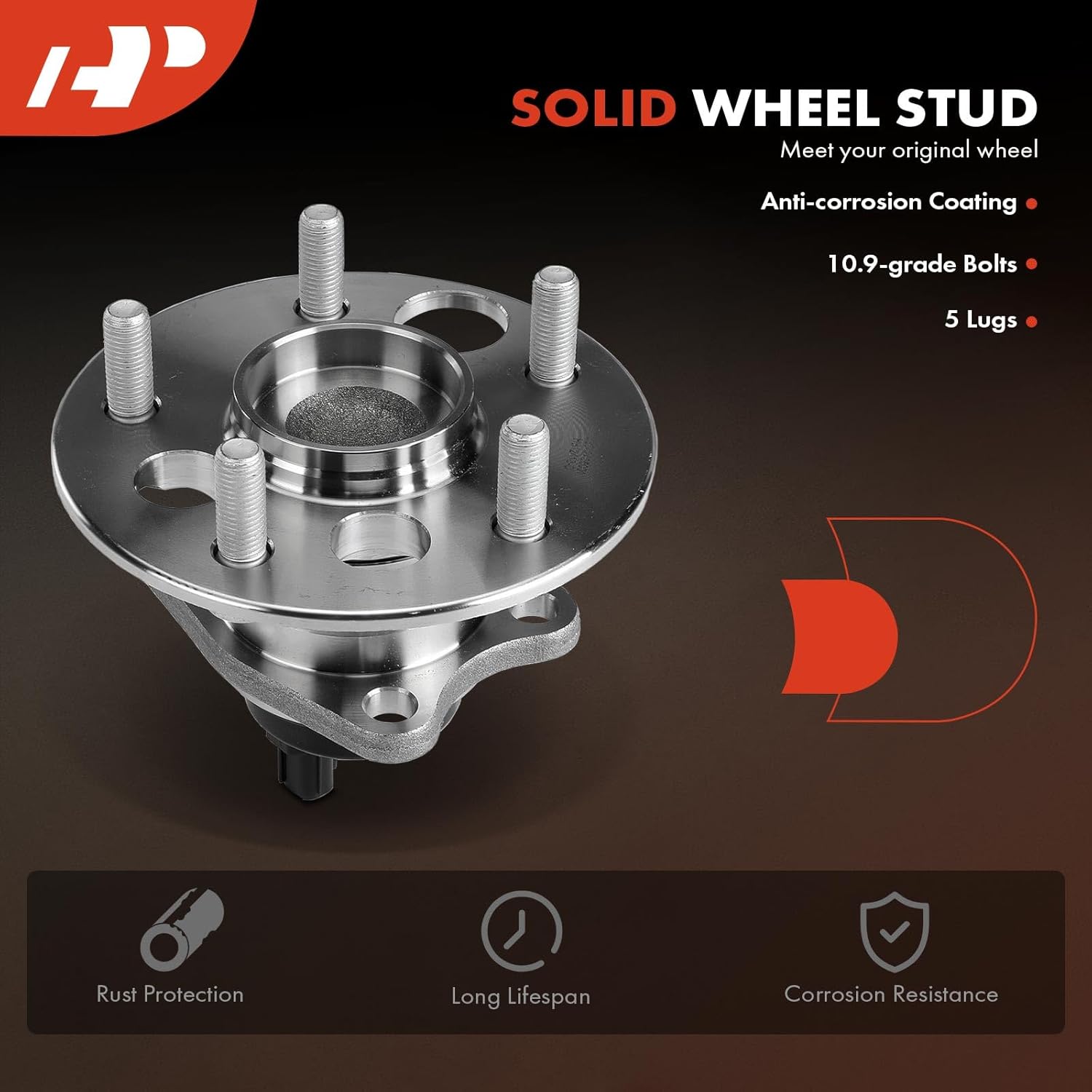 A-Premium Rear Wheel Bearing and Hub Assembly with ABS & 5-Lug Compatible with Scion xB 2008-2015