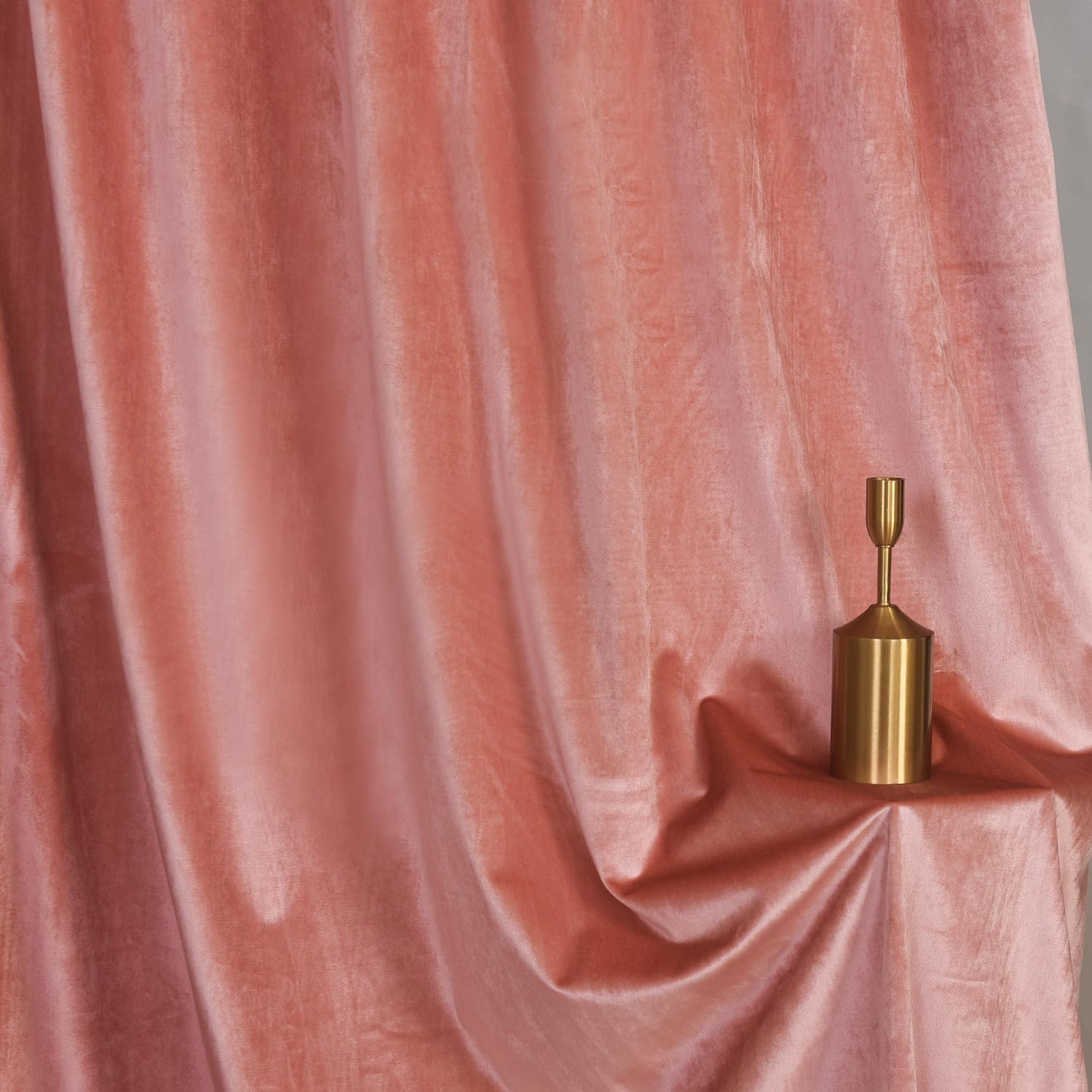 Velvet Tie Top Room Curtain Set- Girls Pink Bow Tie Design Drapes for Living Room/Bedroom W52 x L84-inch, 2 Panels