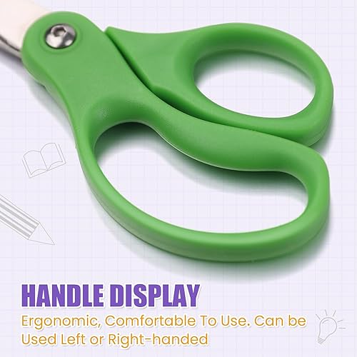 Miniatura 5 de Paquete de 24 tijeras pequeñas de 5 pulgadas con punta roma para estudiantes, cuchillas de acero inoxidable, agarre cómodo, tijeras de seguridad de