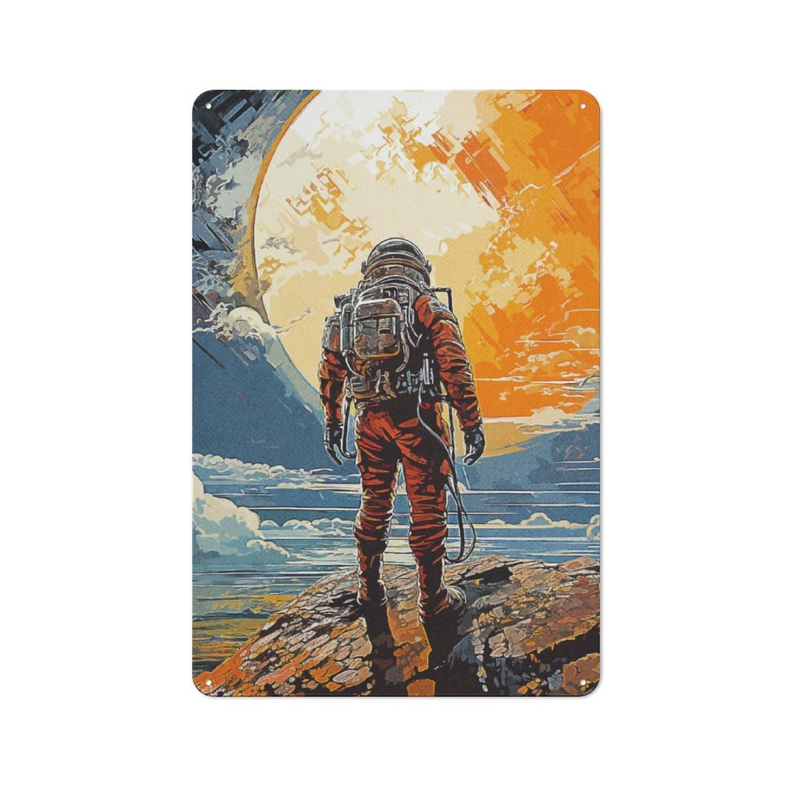 Junmoney Travel Astronaut Tin Sign 30X20cm For Café Or Home Bar, Rustic Wall Decor, For Garage, Workshop And Man Cave Decoration