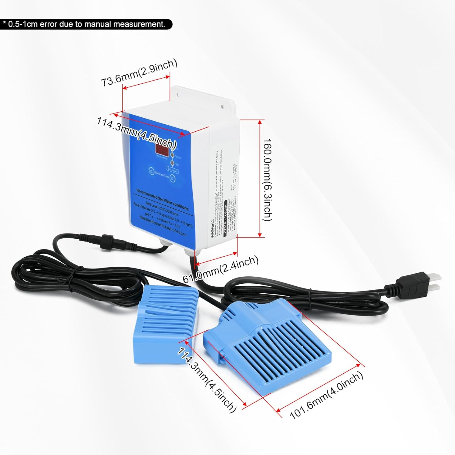 Saltwater Chlorine Generation System, Drop-in Salt System kit Fit for Swim Spas and Hot Tubs Up to 2000 Gallons