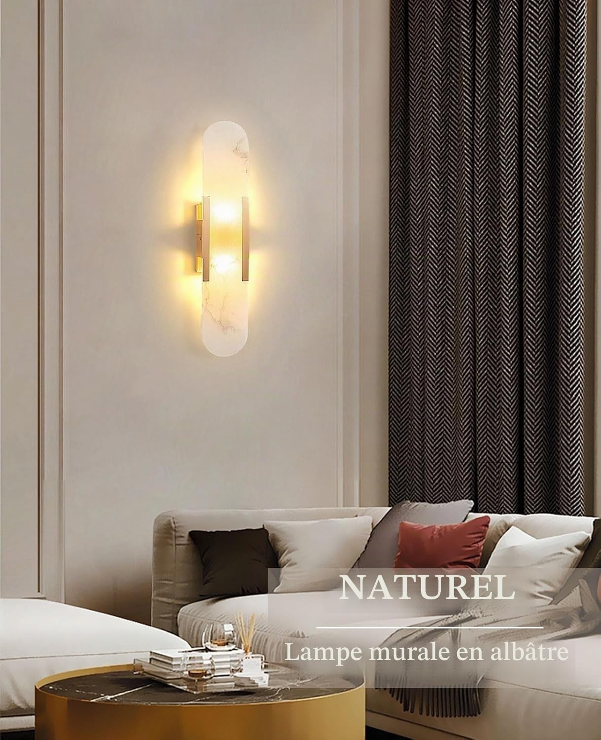 Appliques murales en albâtre Naturel luminaires de Salle de Bain de vanité Applique en albâtre Lampe Murale en Pierre Blanche pour Chambre à Coucher Salon Couloir escaliers Cuisine