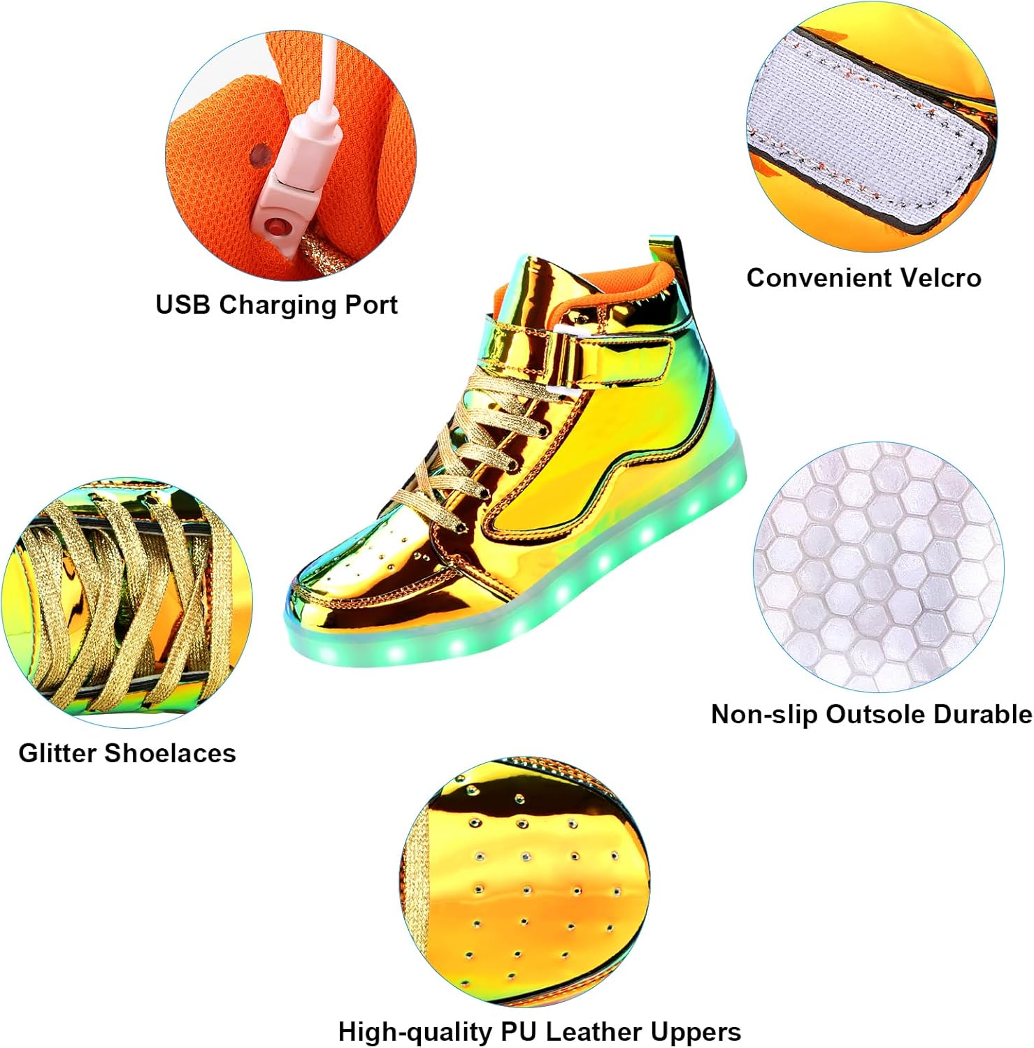 Light Up Shoes Men Women LED Shoes USB Charging Adult High Top LED Sneakers Glow in The Dark Footwear for Dancing Party Festivals - Image 5