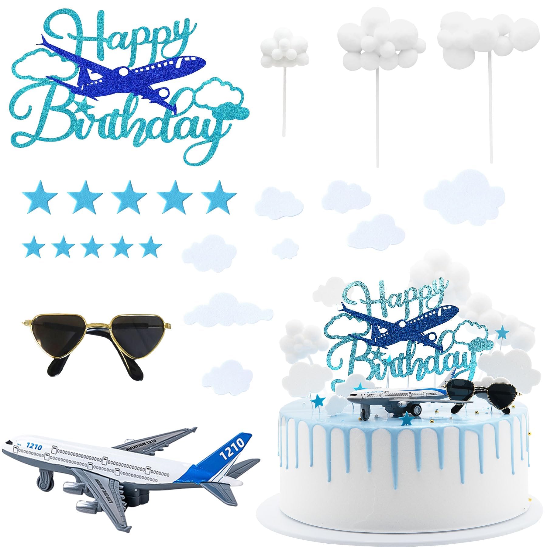 Décoration De Gâteau, Panneau D'avion - Oh How Time Flies - Décoration De Fête D'anniversaire Pour 1er Nouveau-né - Décorations De Fête Prénatale Pour Garçons Et Filles