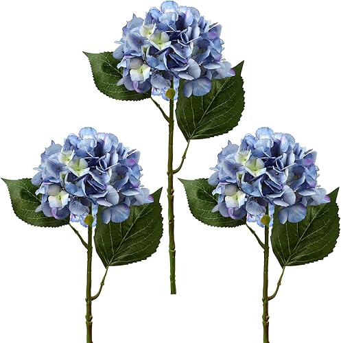 Miniatura 8 de DILATATA Hortensias falsas de 21 pulgadas, tallos largos de seda de hortensias para centros de mesa del hogar, arreglos florales artificiales, ramos