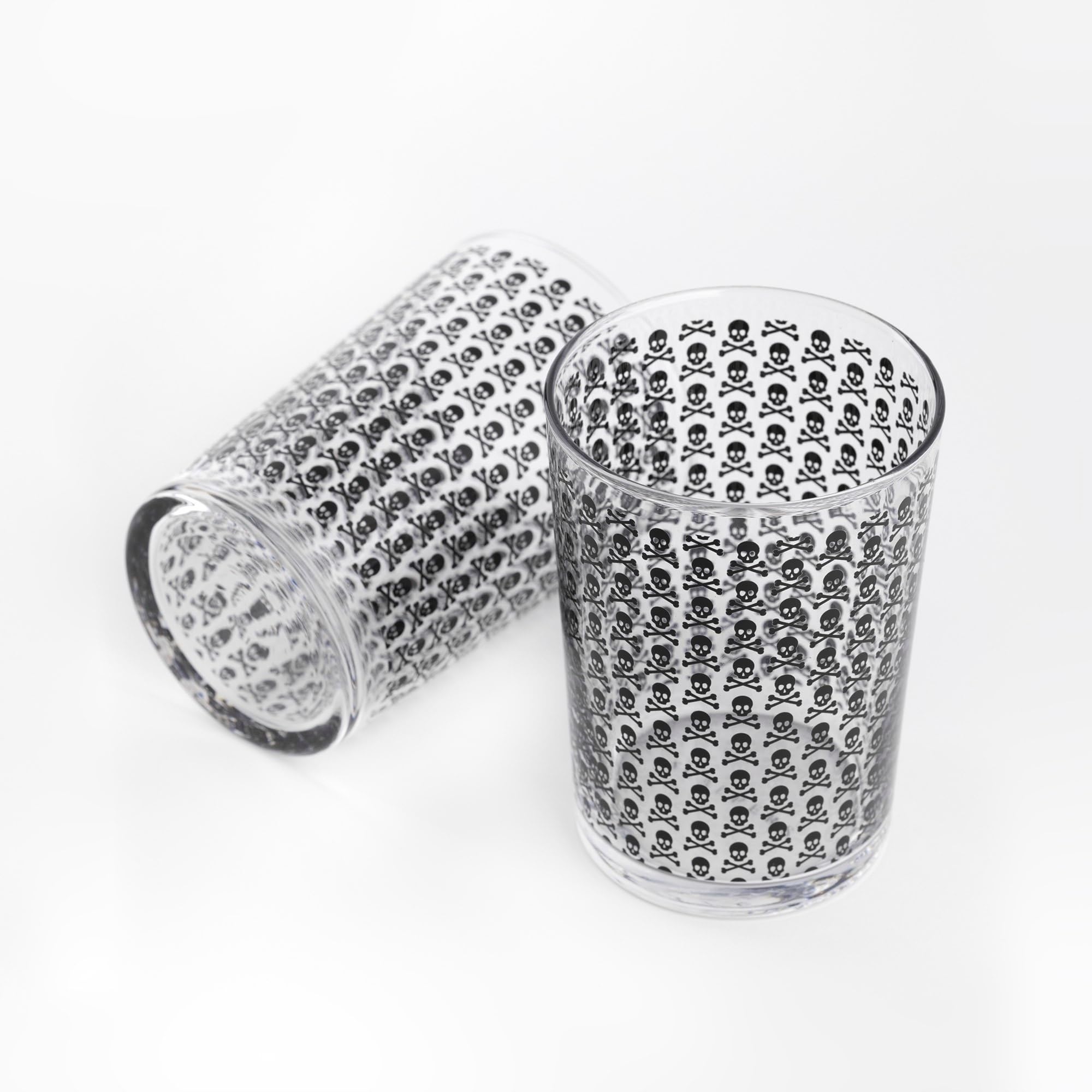 SCALPERS HOME | Vasos de Cristal Transparente | Juego de 2 Vasos de Sidra | Capacidad de 520 ml | Diseño con la Calavera de Scalpers | Fabricados en Cristal