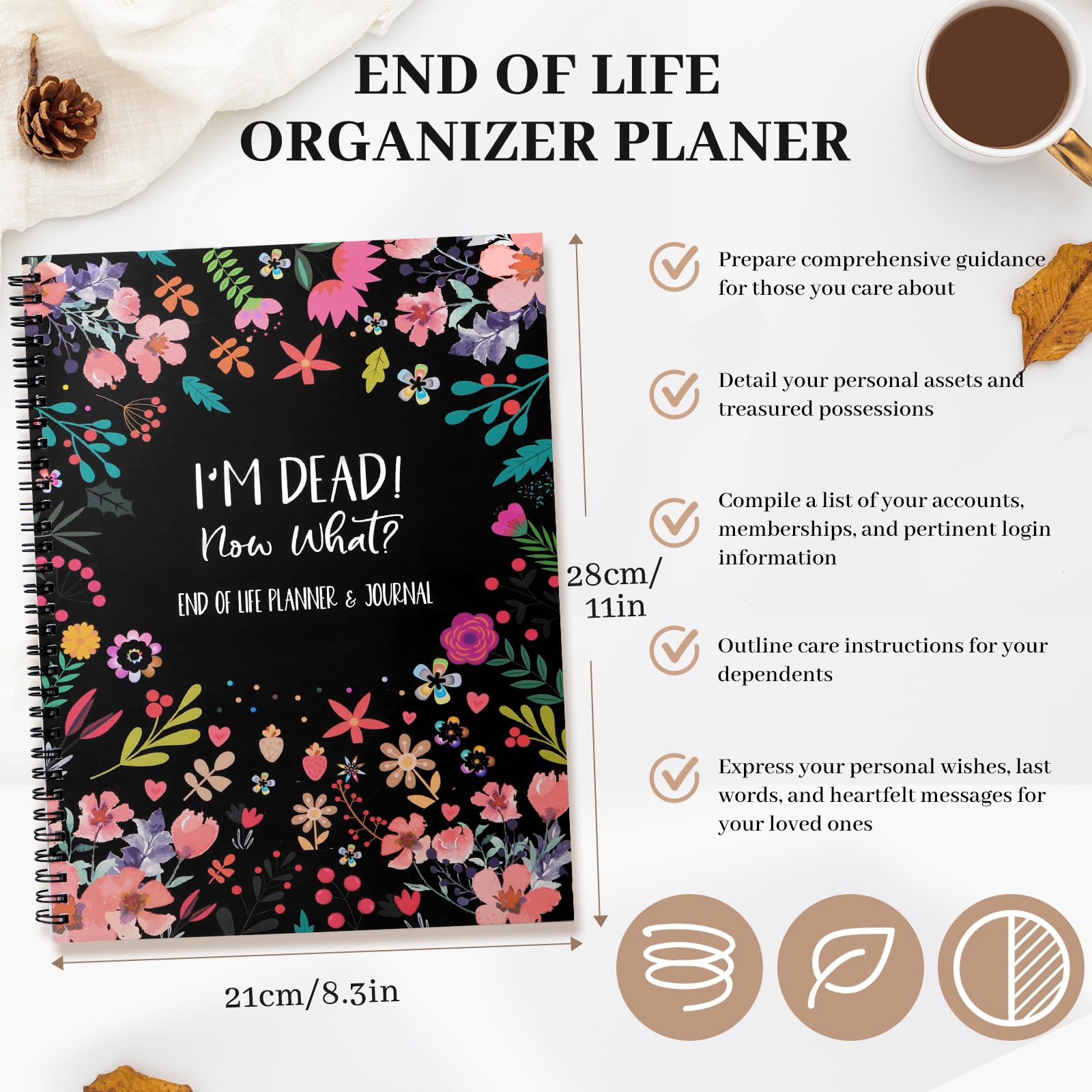 Planer końcowy z kieszenią na dokumenty, I'M Dead Now What Spiral Planer If I Die Binder Organizer Przewodnik końcowy Poradnik przygotowania odbiorcy Will Last Wishes