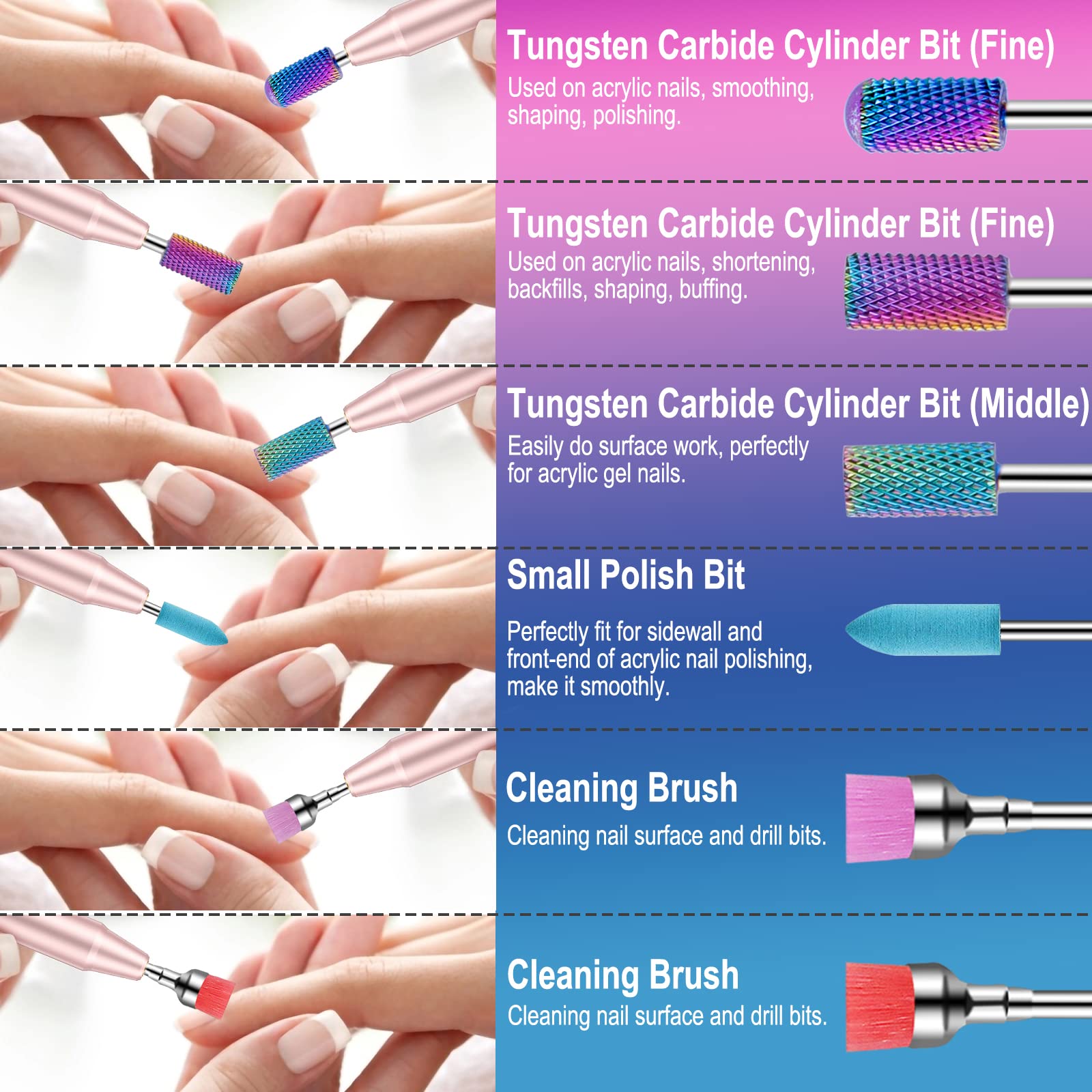 25Pcs Nail Drill Bits Set including Rhinestone Holder - Image 4