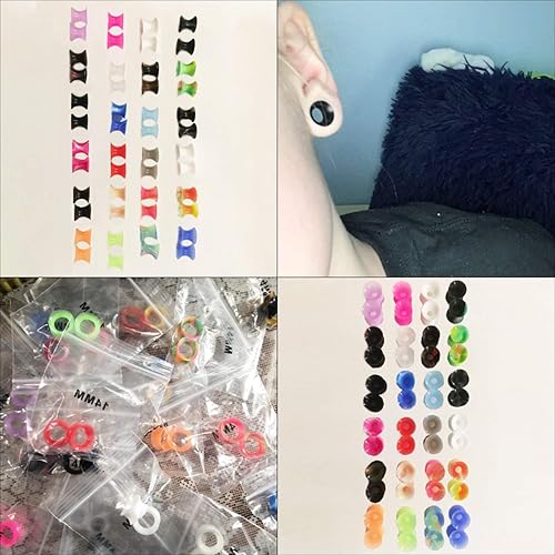 Miniatura 6 de WBRWP 48322422201612 piezas de túneles y tapones de oreja Calibres de oreja de silicona durosuave huecos de doble acampanado expansor de oreja