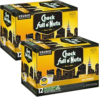 Chock Full o'Nuts Soho Morning Coffee, Mild Roast, Compatible with K-Cup Pods, 12 CT (Pack of 2)