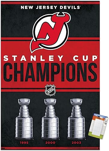 Trends International NHL New Jersey Devils - Póster de pared de Champions 23, 22.37 x 34.00 pulgadas, paquete de póster y montaje prémium