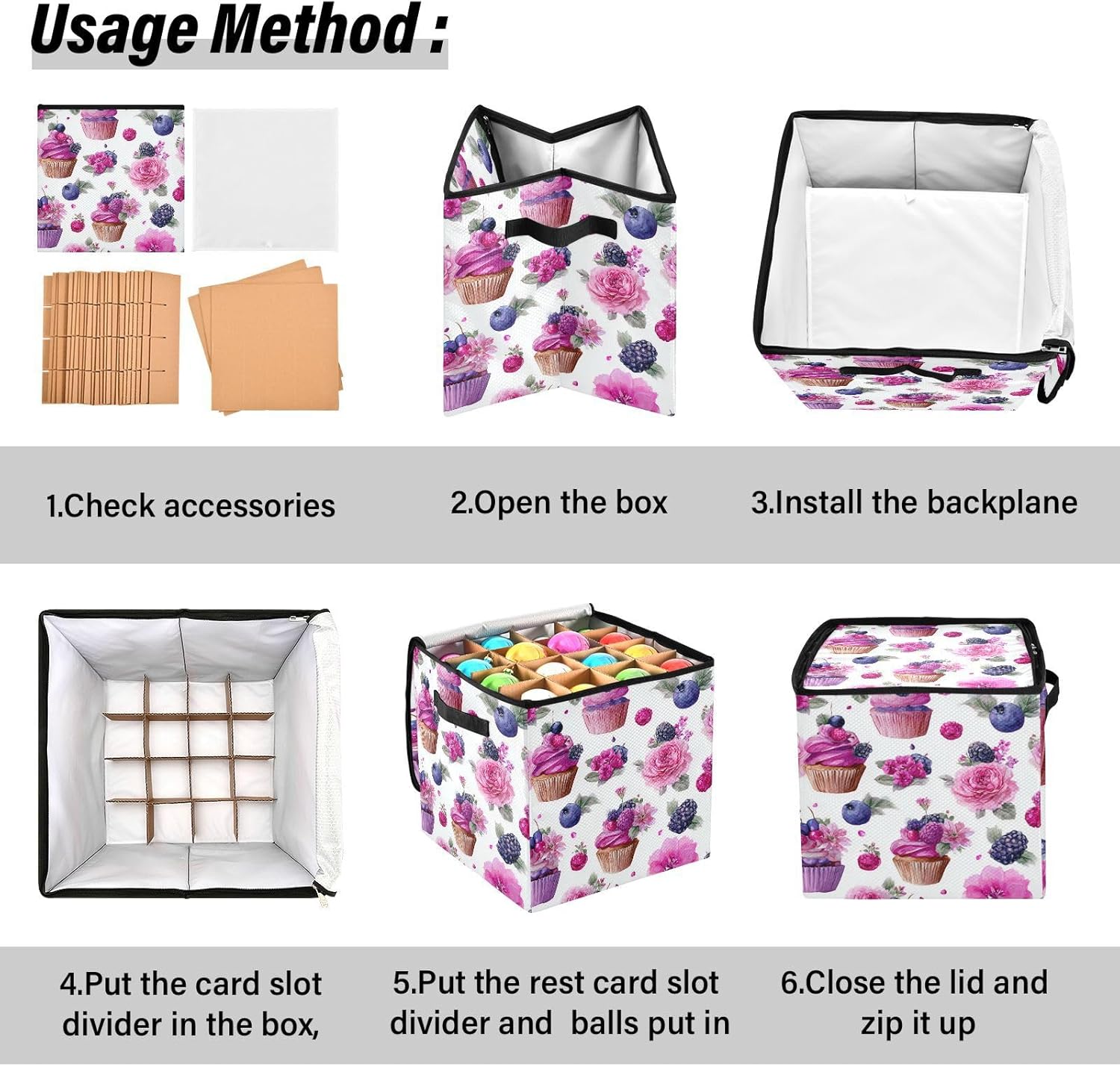 OTVEE Christmas Ornament Storage Box Holiday Decoration Organizer Stores upto 64 Holiday Ornaments Adjustable Dividers Tear-Proof Fabric Sweet Berry Floral Decor