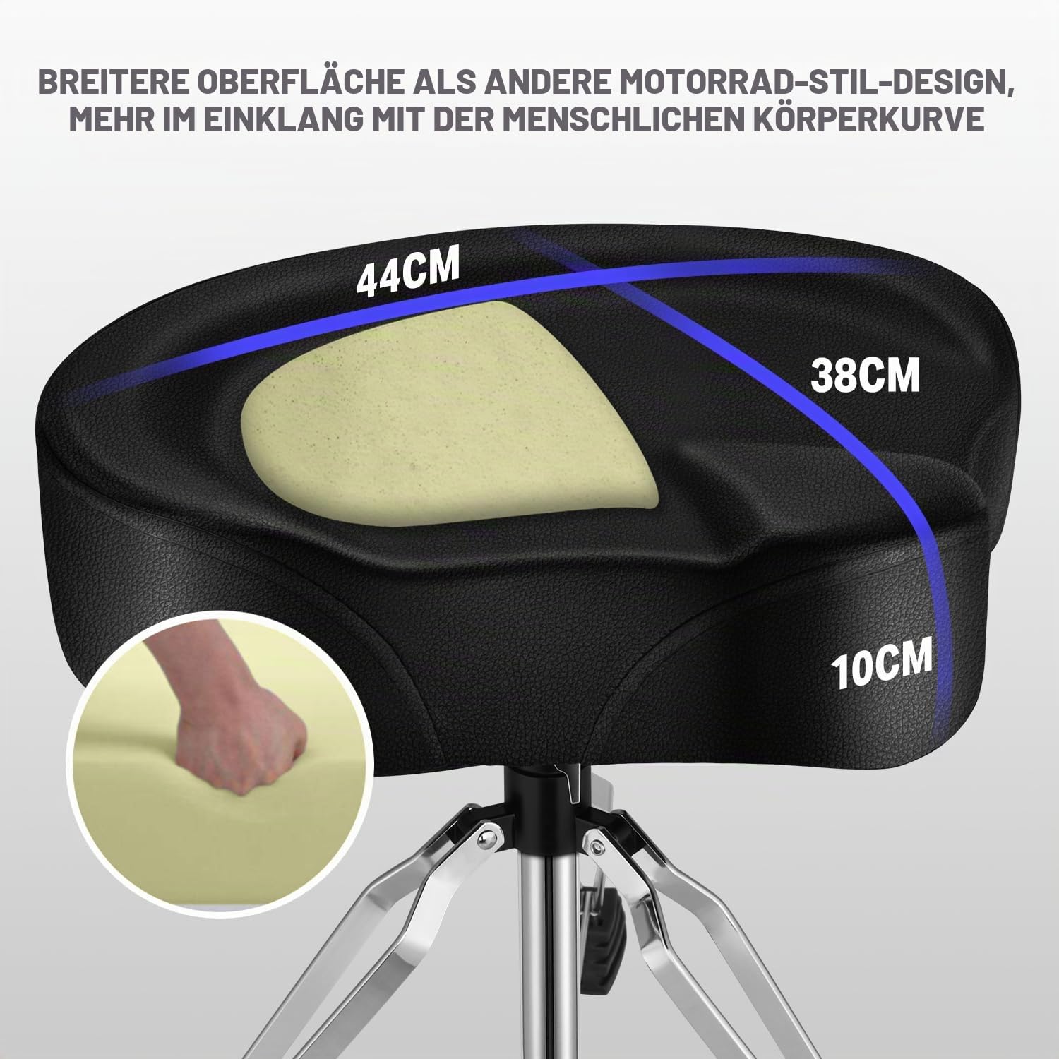 Donner Verstellbarer Schlagzeughocker gepolsterter Drummersitz Drumhocker Moto Seat