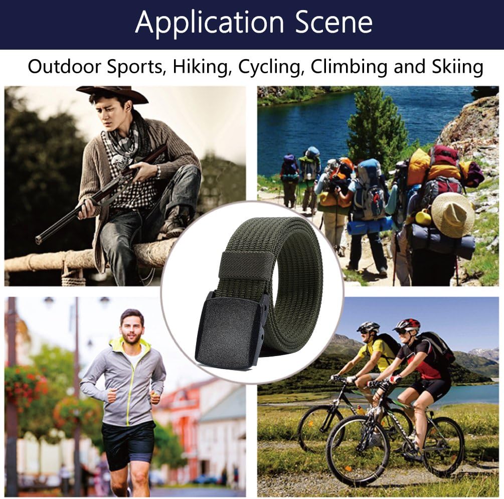 LionVII Men's Nylon Work Belts - Breathable Webbing Canvas Belt with Plastic Buckle, Adjustable Trim to Fit 28-49" Waist - Image 6