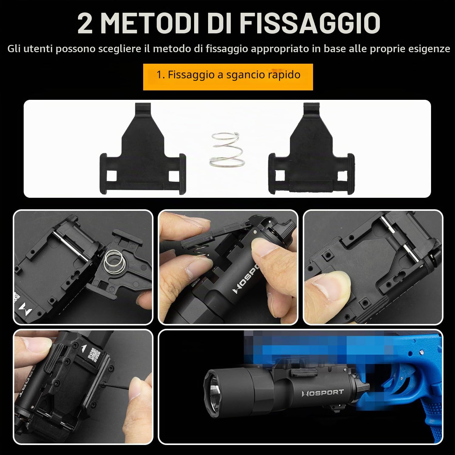 Zhongren X300 - Torcia tattica per softair, 800 lumen, 2 modalità, luce costante/momentanea, colore: Nero