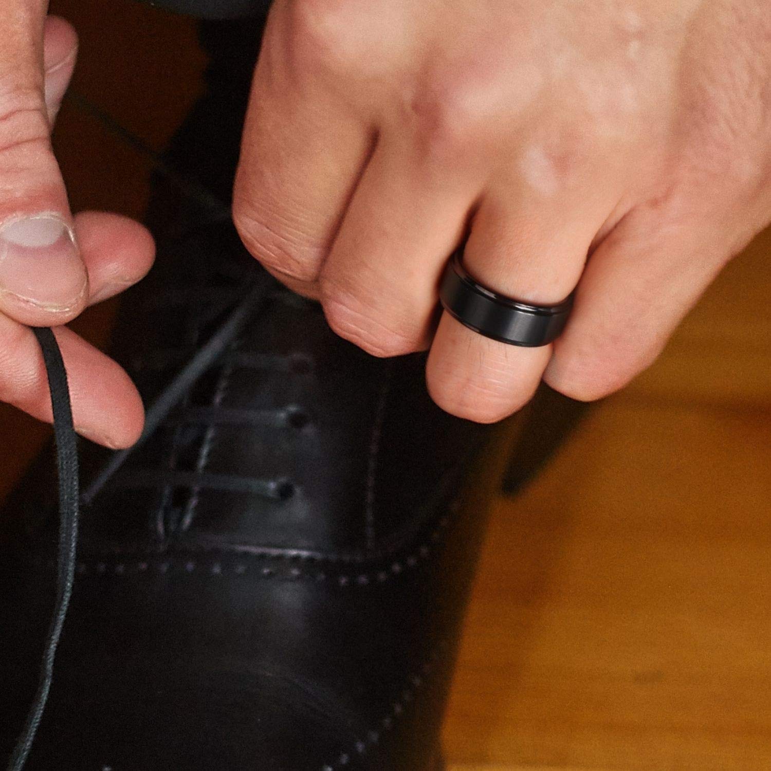 ROQ Silicone Rubber Wedding Ring for Men, Rubber Silicone Wedding Band, Comfort Fit, Tungsten Carbide & Step Edge Style Silicone Ring Set, 8mm Wide 2mm Thick, 4 Pack, Black, Silver, Grey, Size 15