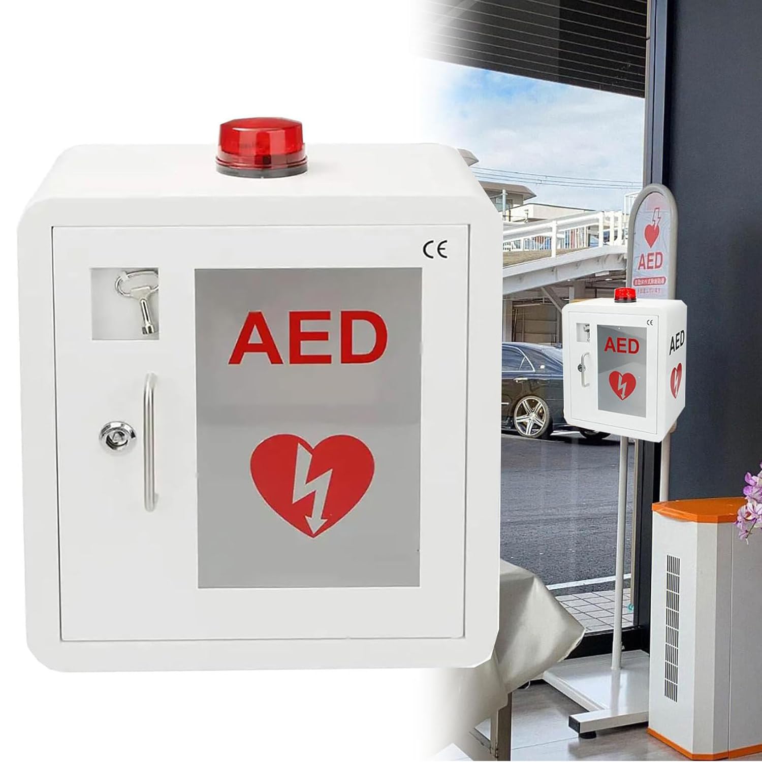 Armadietto Defibrillatore Dae Con Scatola Allarme Defibrillazione Cardiaca In Acciaio A Parete, Armadietto Defibrillatore Dae Con Luce Stroboscopica Di Emergenza Allarme