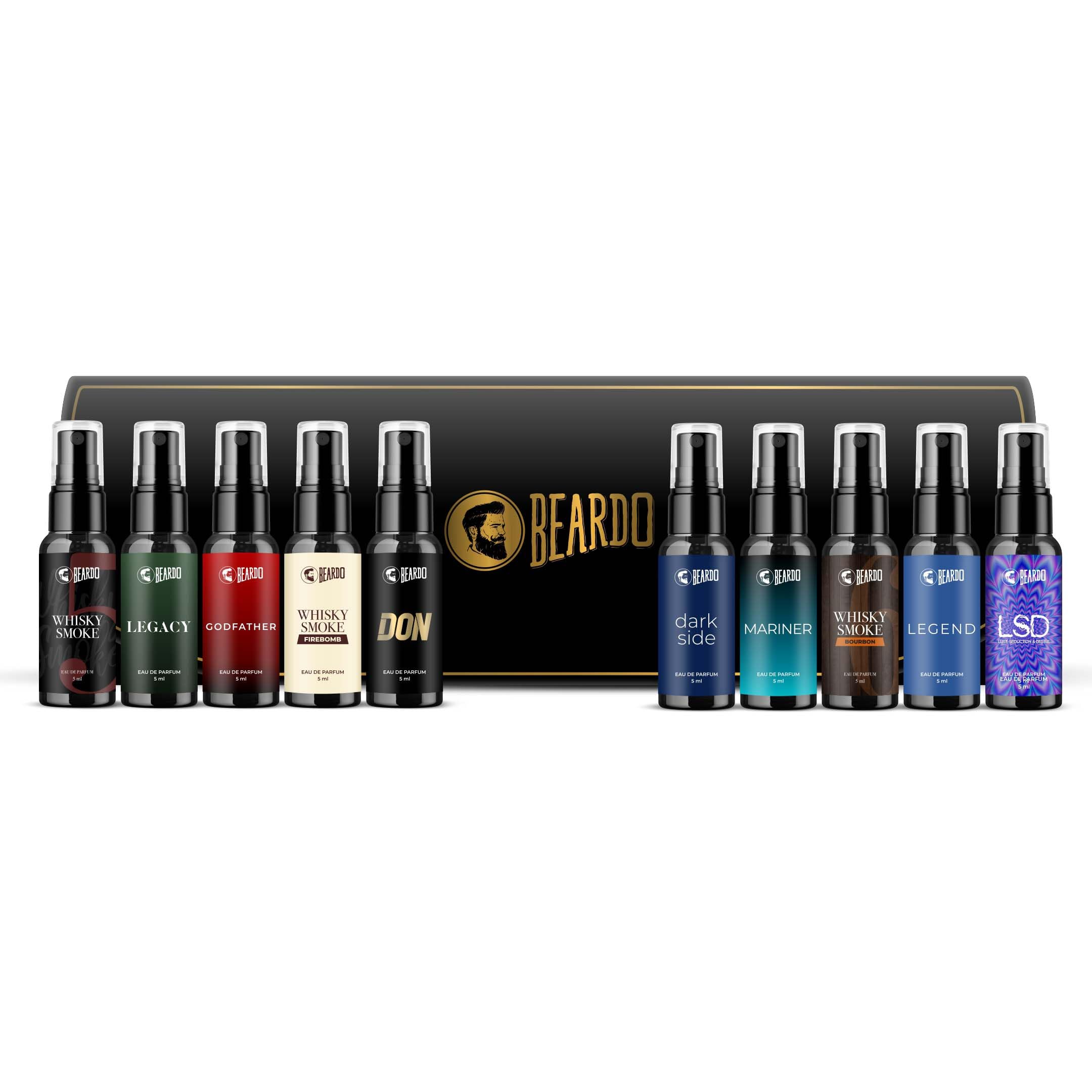Beardo Mini Perfume Trial Kit, 10 x 5ml | Best Date Night Fragrances for Men | Travel friendly perfume kit for all moods & occasions | Ideal gift for ...