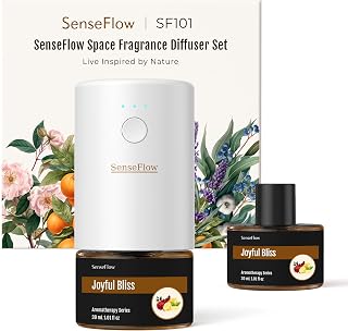 Aroma Diffuser für Ätherische Öle SF101 Pro, Wasserloser Ultraschall Duftstecker Raumduft, 100% pflanzlich Lufterfrischer, 120 Tage Aroma für Zuhause - bis zu 100m²-Freudige Glückseligkeit