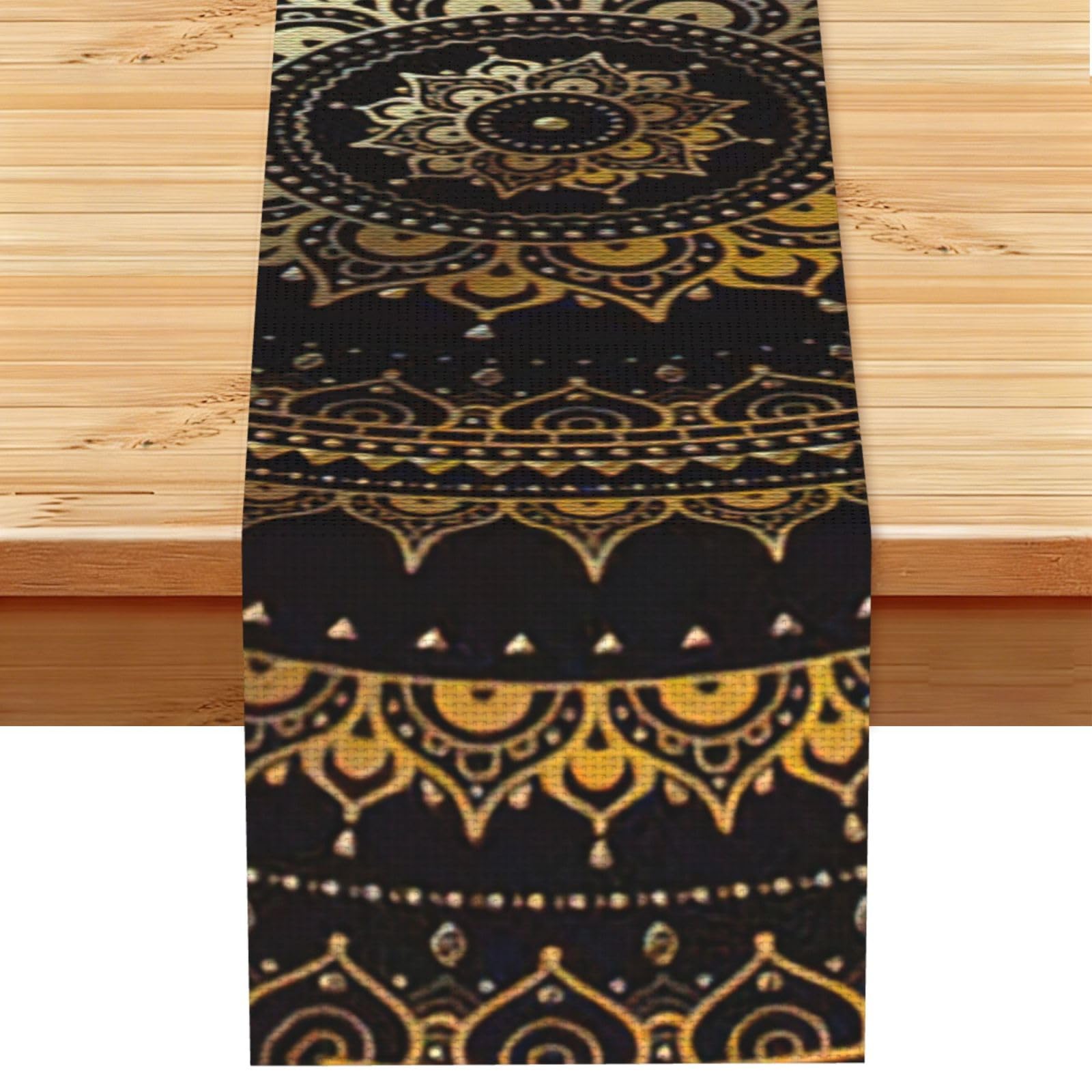 Aacxzff Black Linen Mandala Print Table Runner For Everyday Use,Special Occasions,Wedding Birthday Home Decor