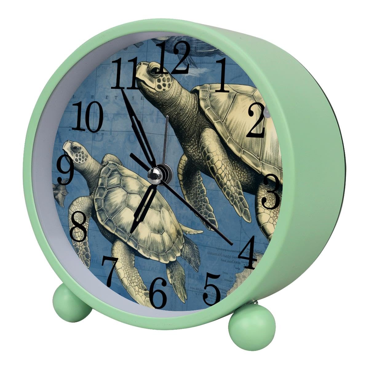Luoweisi Alarm Clock Sea Turtles, Silent Non-Ticking with Night Light