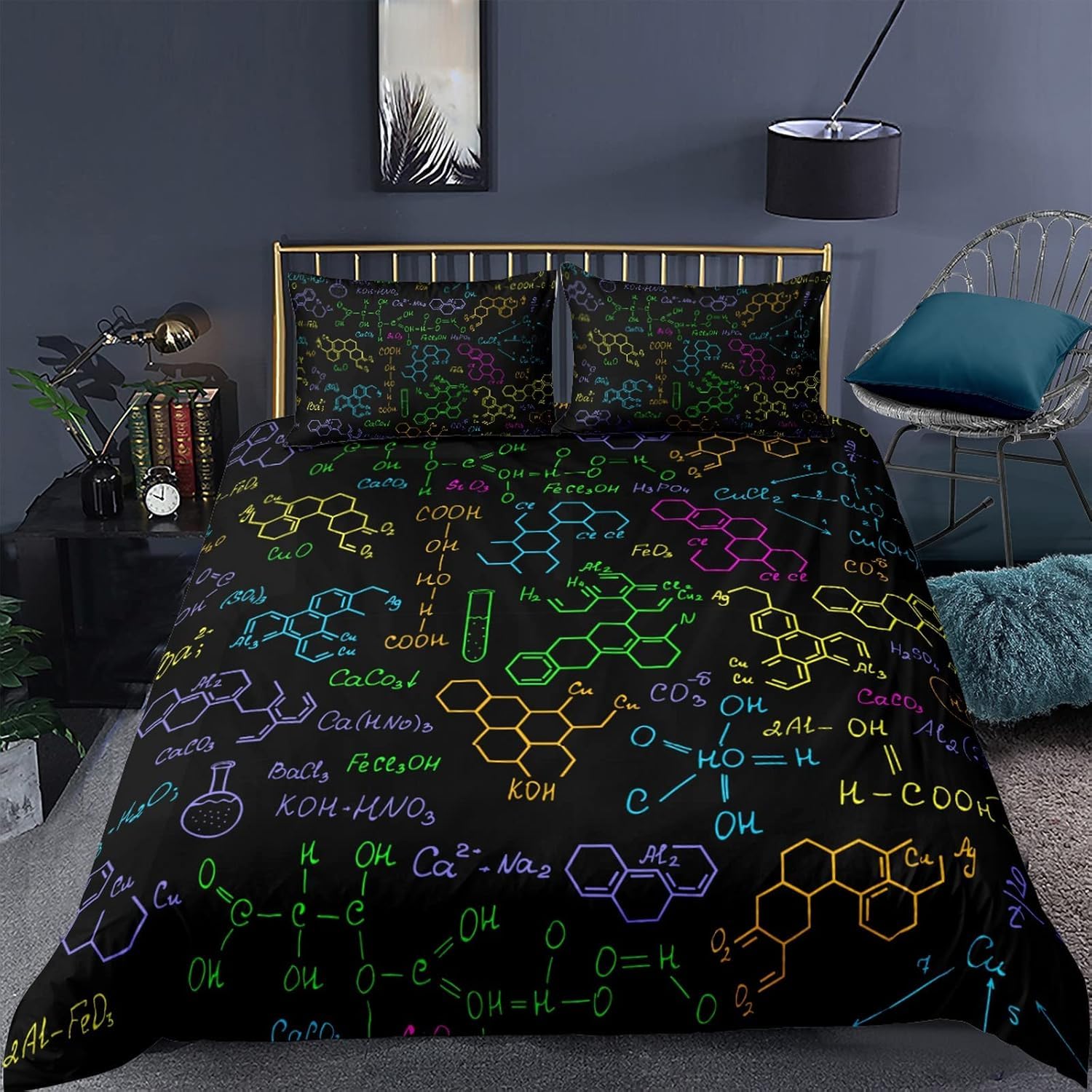 Bedding Set 3 Pieces 3D Printed Duvet Cover Set Single 150X200 Cm Formula Chemistry Theory With 2 Pillowcases Zipper Closure Design - Skin Friendly And Breathable Duvet Cover Bed Set - H -088S582X545