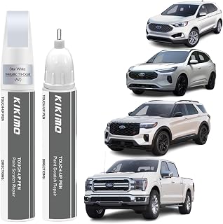 for Ford Touch Up Paint(Star White Metallic Tri-Coat(AZ)), Car Paint Repair Kit for Ford, 2 In 1 Scratches Repair with Pen Tip and Brush, Color-Matched for Quick & Easy Fix