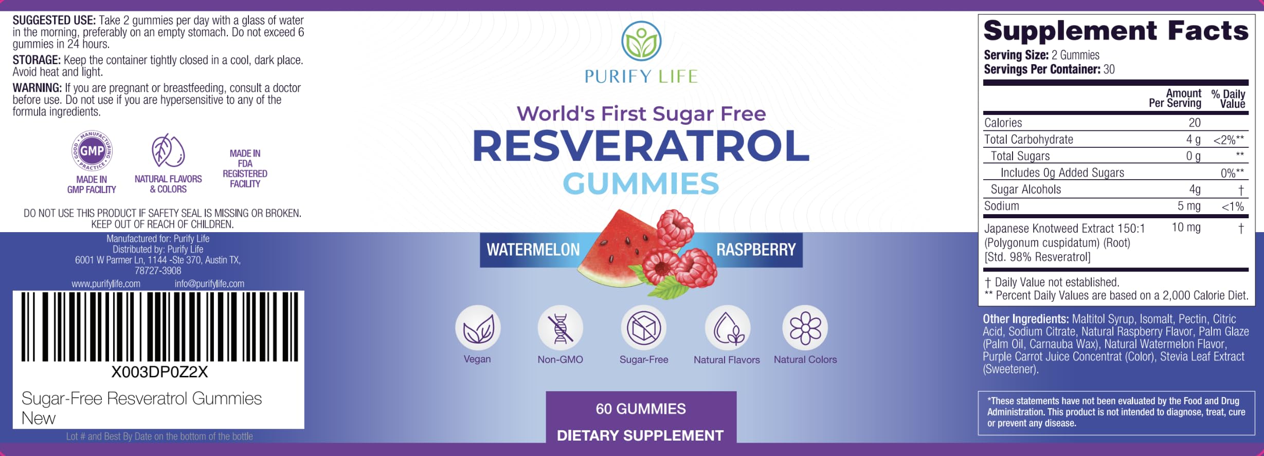 Sugar-Free Resveratrol Gummies, Antioxidant Support Supplement, 60 ct — Amazon image 9