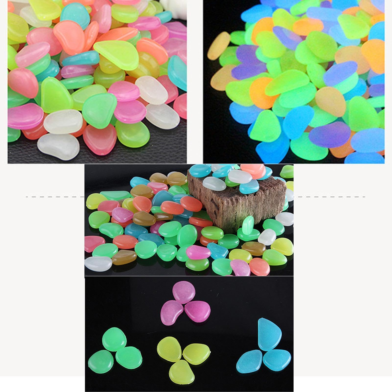 Ciottoli da Giardino Confezione da 100 Pietre Luminose e Levigate | Ciottoli Luminosi Da Terrario per Acquario Acqua Vasi Terrario Artigianato Paesaggistica Interni Esterni Vialetti