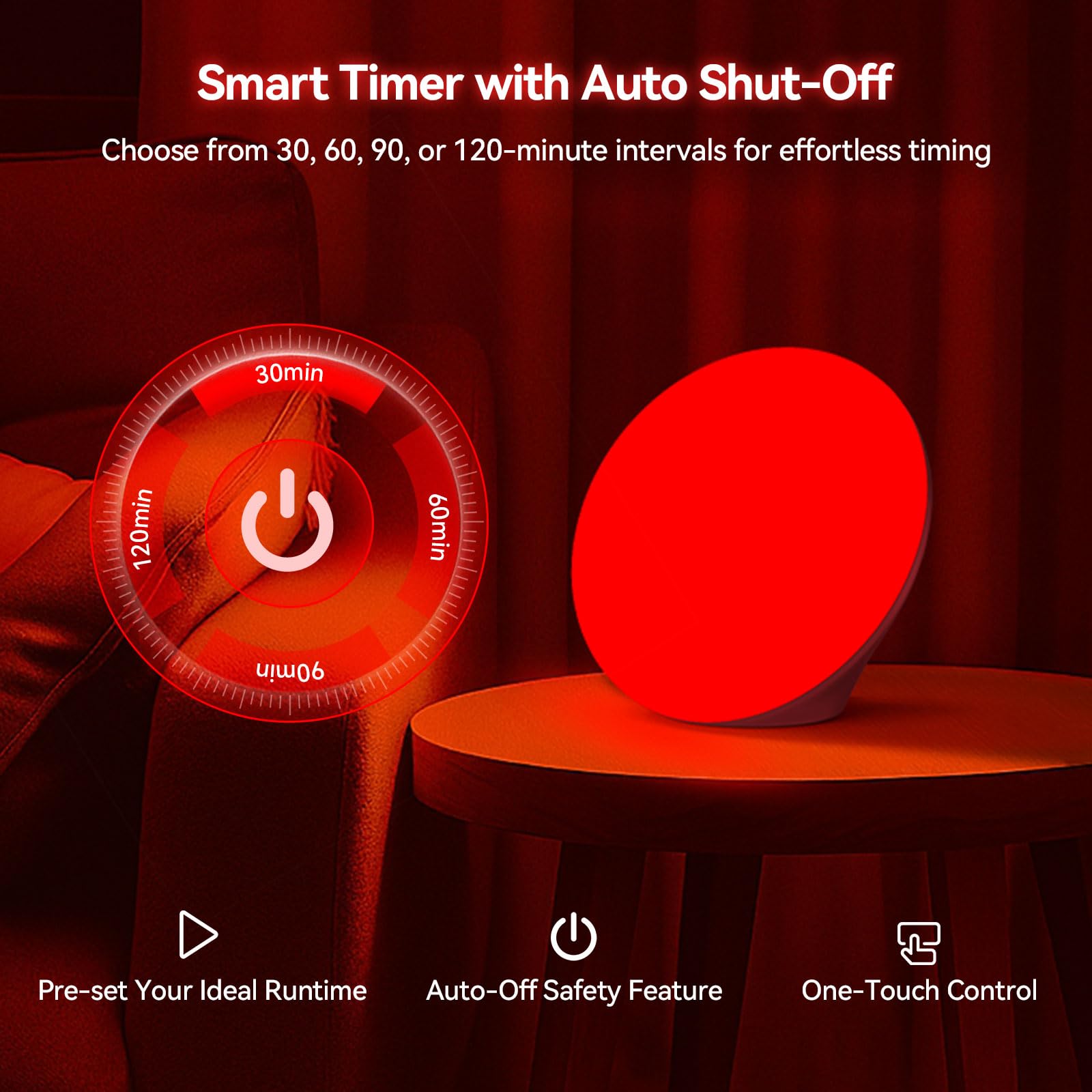 670nm Red Light Therapy Sleep Device & 10,000 Lux Sun Lamp – Dual Function Sleep Aid and Sunlight Lamp, Red Night Light Lamp to Support Deep Relaxation and Improve Sleeping for Adult & Kid Bedroom