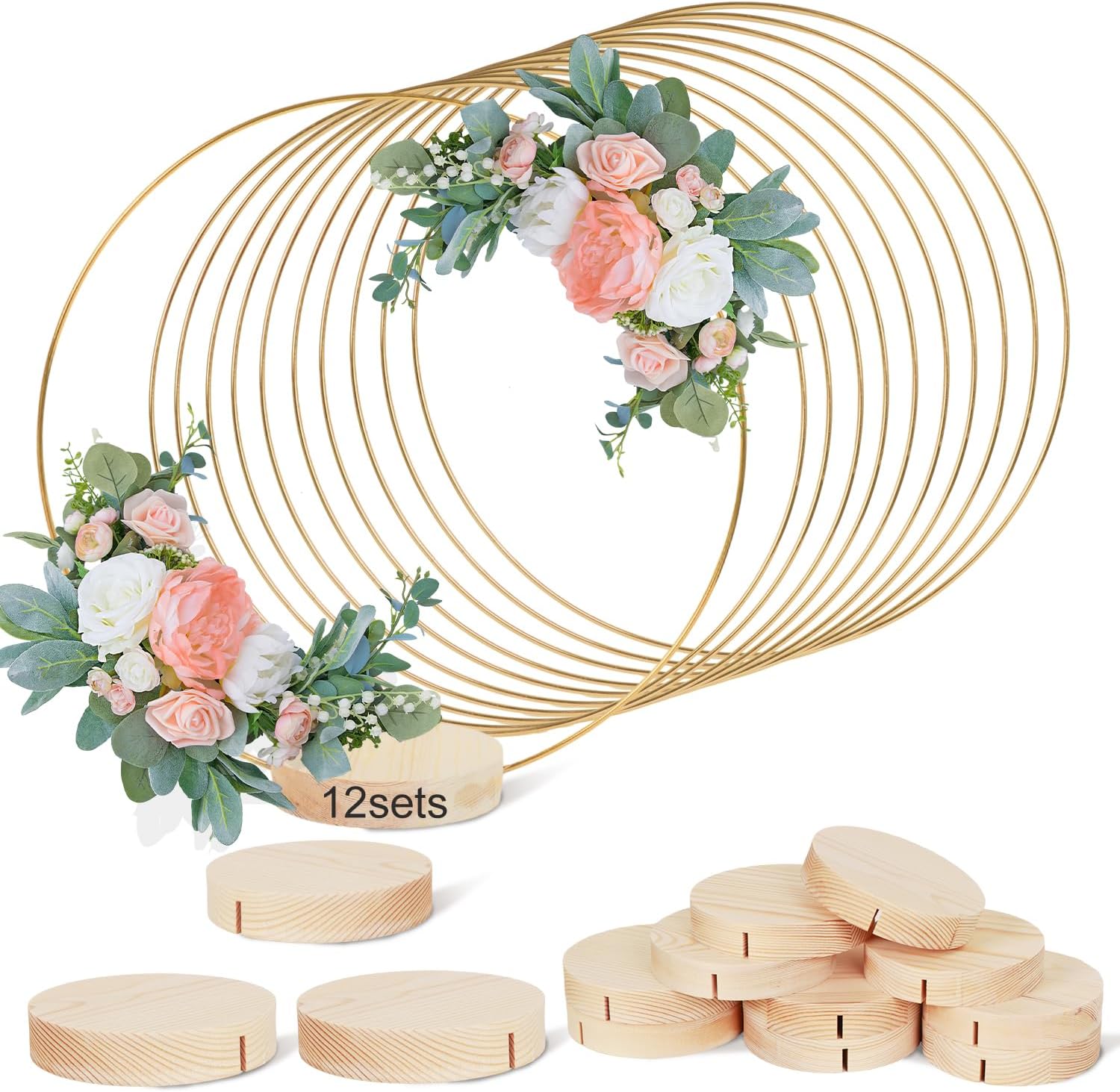 Amazon.com: GUDELAK 12Pcs 12 Inch Metal Floral Hoop Centerpiece with ...