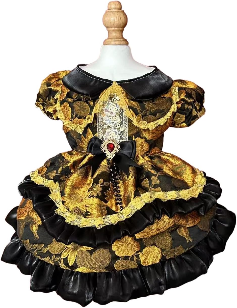 Fashion Sweet Puppy Dog Lace Princess Dress for EXTRAL Small and Small Dog A-Black Medium