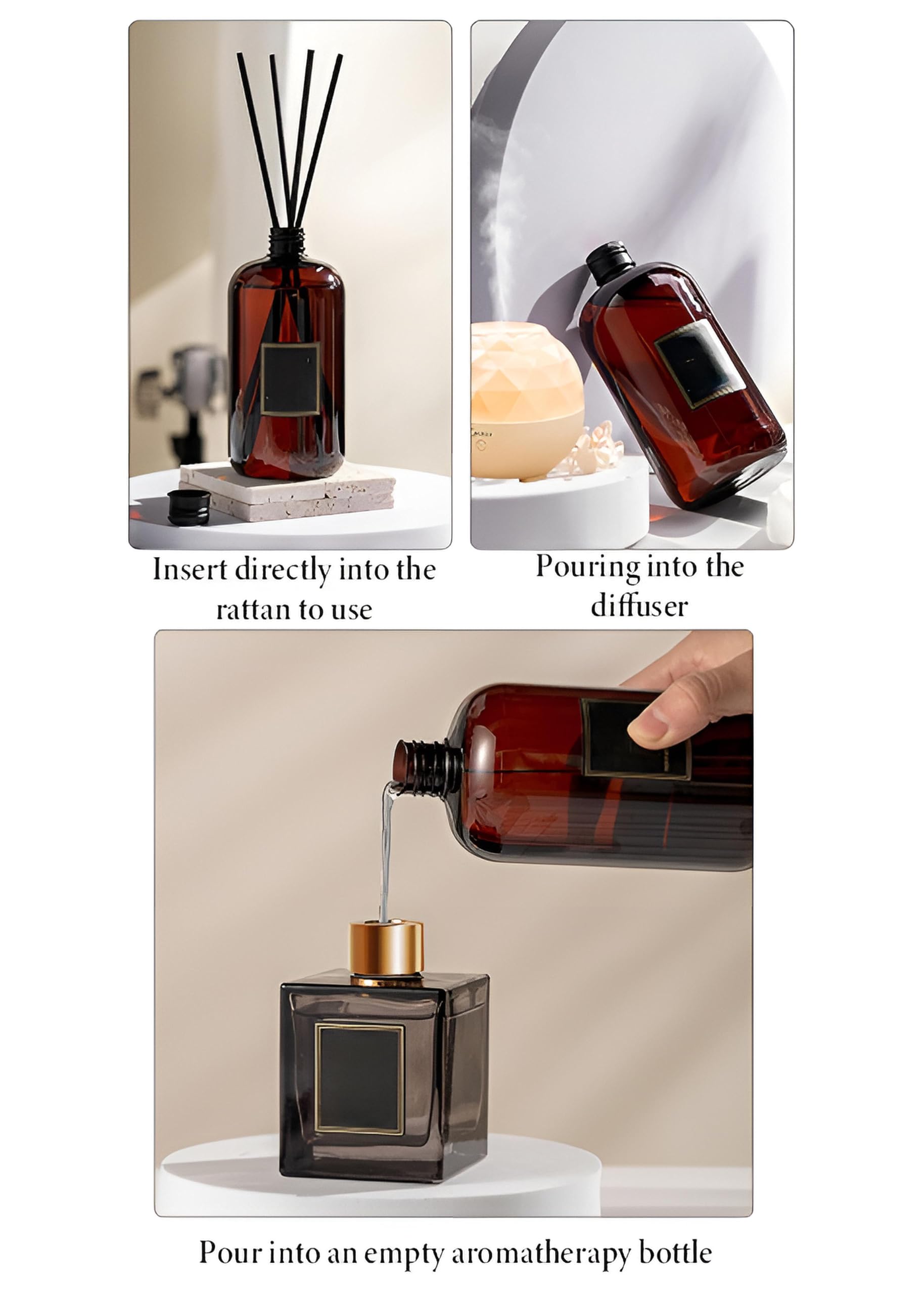 Aceite difusor de Hotel Collection, 500 ml (16,9 oz), aceites Esenciales para aromaterapia, Aceite aromático de Larga duración con 5 Varillas de caña, Ideal para ambientadores(Gardenia)